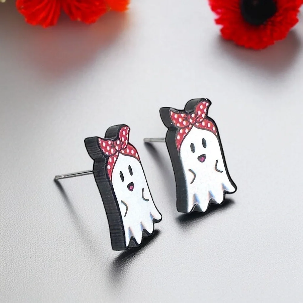 Spooktacular Retro Ghost Stud Earrings 👻 NWT Halloween Accessories